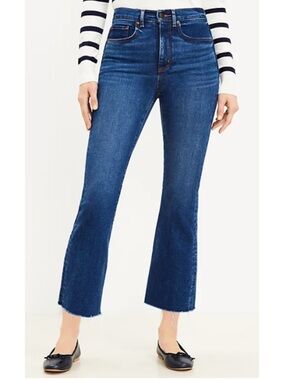 LOFT Curvy High Waist Flare Crop Jeans Size 27 US 4